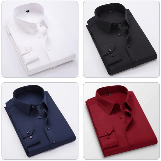 Copy of Stylish Premium Plain Cotton Casual Shirts,Full Sleeve(Pack Of 4)