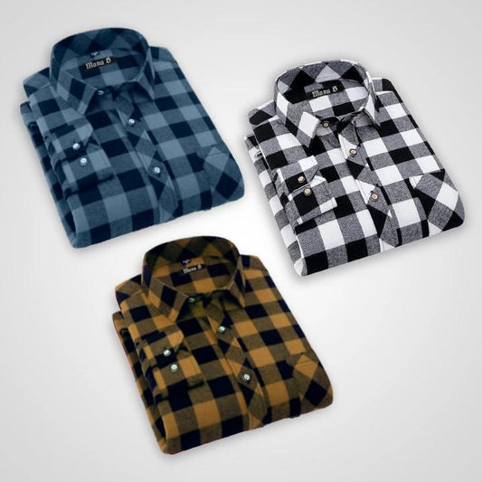 Premium Cotton Premium Check Casual Shirts(Pack Of 3 )