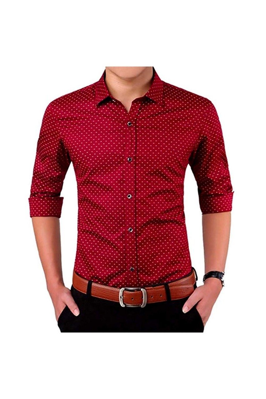 Dotted Premium Black,White, Maroon, Royal Blue Cotton Casual Shirts Pack Of 4